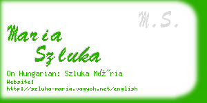 maria szluka business card